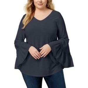 NWT NY Collection plus-size navy ruffle blouse